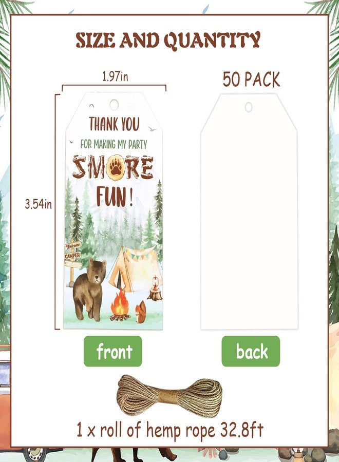 Serencatcher Smore Thank You Tags, Camping Adventure Party Favors with 50pcs Camping Theme Thank You Paper Tags, Campfire Bonfire Thank You Tags for Birthday Baby Shower Party - Image 5